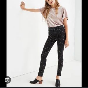 Madewell 10" High-Rise Skinny Jeans: Metallic Dot Edition. Size 29X28